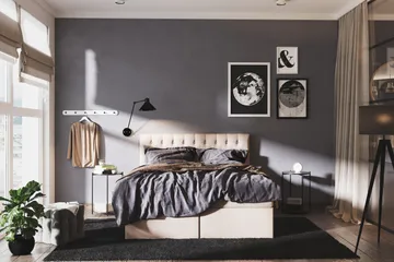 Boxy Box Bed 180x200 cm - Beige - Möbler - Säng - Kontinentalsäng