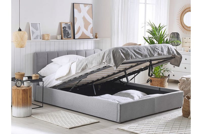 Dreuxa Förvaringssäng 180x200 cm - Ljusgrå - Möbler - Säng - Sängram & sängstomme