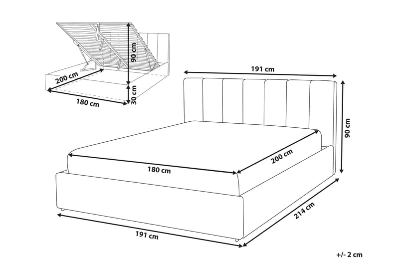 Dreuxa Förvaringssäng 180x200 cm - Ljusgrå - Möbler - Säng - Sängar med förvaring - Dubbelsäng med förvaring