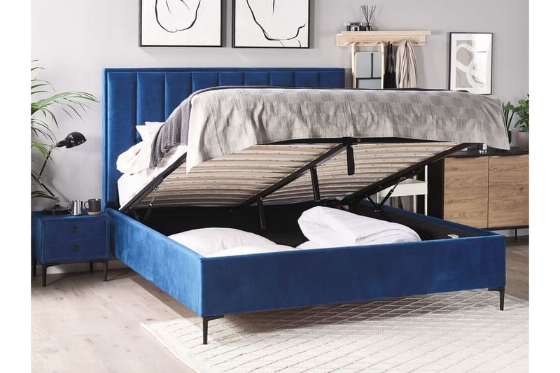 Dubbelsäng med förvaring 160x200 cm - Blå - Möbler - Säng - Sängar med förvaring - Dubbelsäng med förvaring