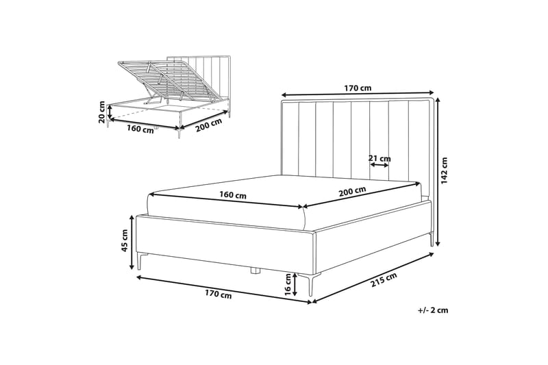Dubbelsäng med förvaring 160x200 cm - Blå - Möbler - Säng - Sängar med förvaring - Dubbelsäng med förvaring