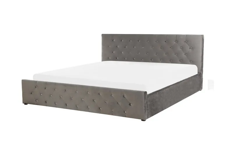 Saleux Förvaringssäng 180x200cm - Sammet/Grå - Möbler - Säng - Sängram & sängstomme