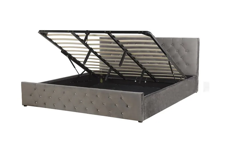 Saleux Förvaringssäng 180x200cm - Sammet/Grå - Möbler - Säng - Sängram & sängstomme
