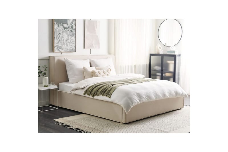 Dubbelsäng Moissac med lamellram Beige-Svart, 180x200 cm - Beige-Svart, 180x200 cm - Möbler - Säng - Sängar med förvaring