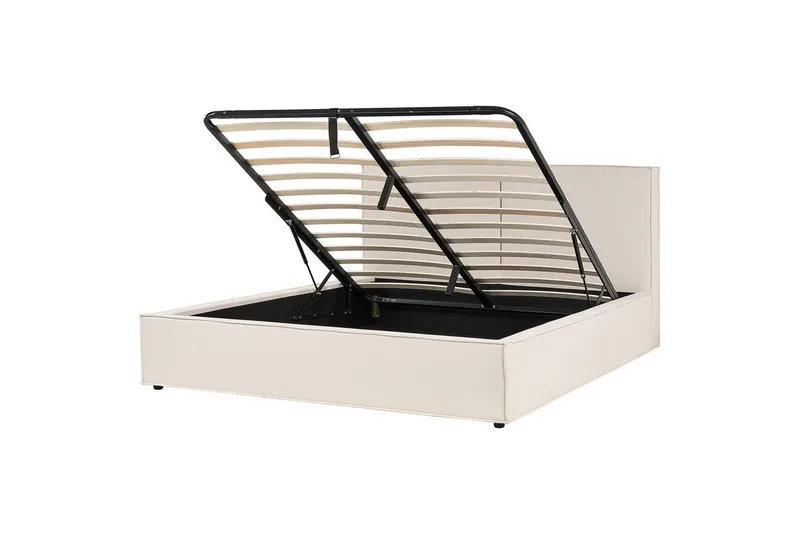Dubbelsäng Moissac med lamellram Beige-Svart, 180x200 cm - Beige-Svart, 180x200 cm - Möbler - Säng - Sängar med förvaring