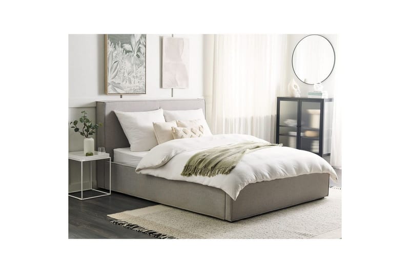 Dubbelsäng Moissac med lamellram Grå-Svart, 160x200 cm - Grå-Svart, 160x200 cm - Möbler - Säng - Sängar med förvaring