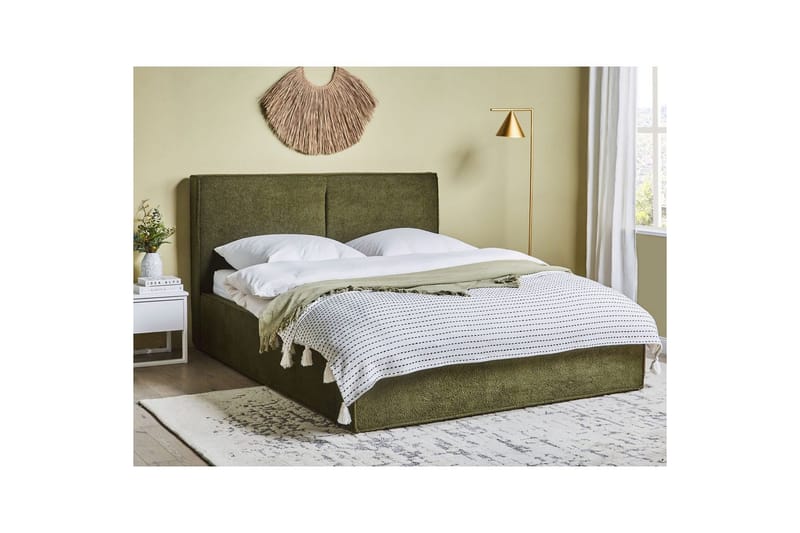 Dubbelsäng Moissac med lamellram Grön-Svart, 160x200 cm - Grön-Svart, 160x200 cm - Möbler - Säng - Sängar med förvaring