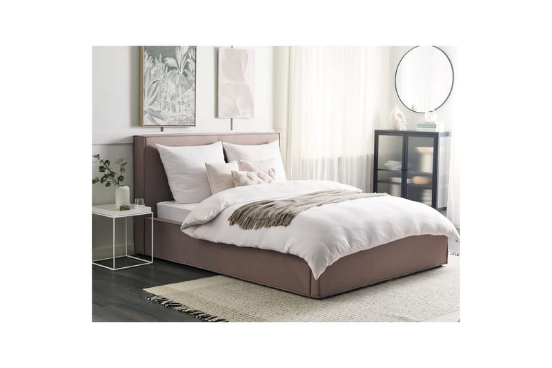 Dubbelsäng Moissac med lamellram Taupe-Svart, 160x200 cm - Taupe-Svart, 160x200 cm - Möbler - Säng - Sängar med förvaring