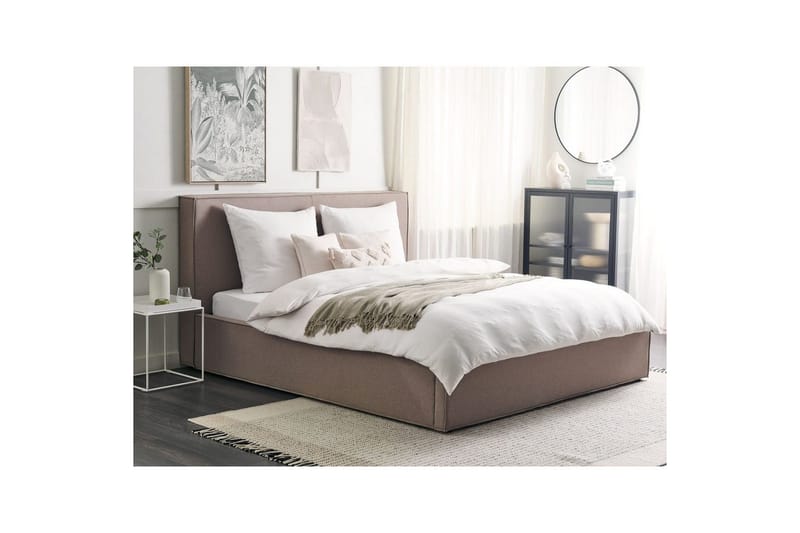 Dubbelsäng Moissac med lamellram Taupe-Svart, 180x200 cm - Taupe-Svart, 180x200 cm - Möbler - Säng - Sängar med förvaring