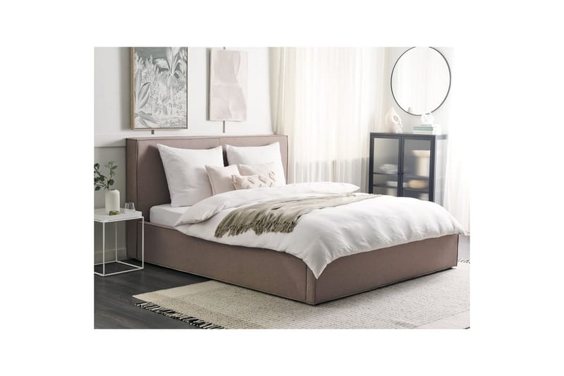 Dubbelsäng Moissac med lamellram Taupe-Svart, 180x200 cm - Taupe-Svart, 180x200 cm - Möbler - Säng - Sängar med förvaring