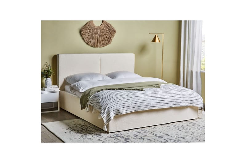 Dubbelsäng Moissac med lamellram Vit-Svart, 160x200 cm - Vit-Svart, 160x200 cm - Möbler - Säng - Sängar med förvaring