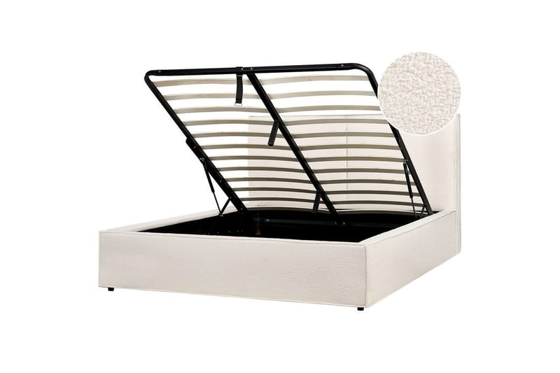 Dubbelsäng Moissac med lamellram Vit-Svart, 160x200 cm - Vit-Svart, 160x200 cm - Möbler - Säng - Sängar med förvaring