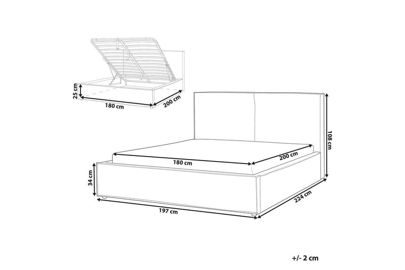 Dubbelsäng Moissac med lamellram Vit-Svart, 180x200 cm - Vit-Svart, 180x200 cm - Möbler - Säng - Sängar med förvaring