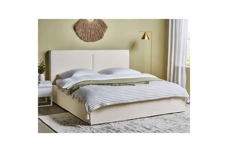 Dubbelsäng Moissac med lamellram Vit-Svart, 180x200 cm - Vit-Svart, 180x200 cm - Möbler - Säng - Sängar med förvaring