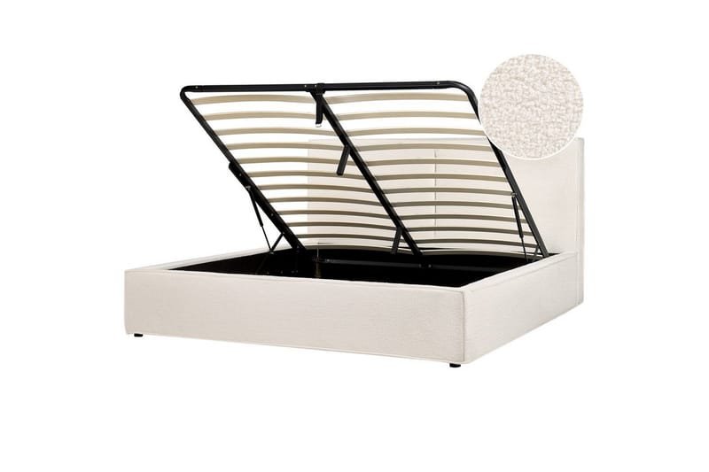 Dubbelsäng Moissac med lamellram Vit-Svart, 180x200 cm, Vit-Svart, 180x200 cm