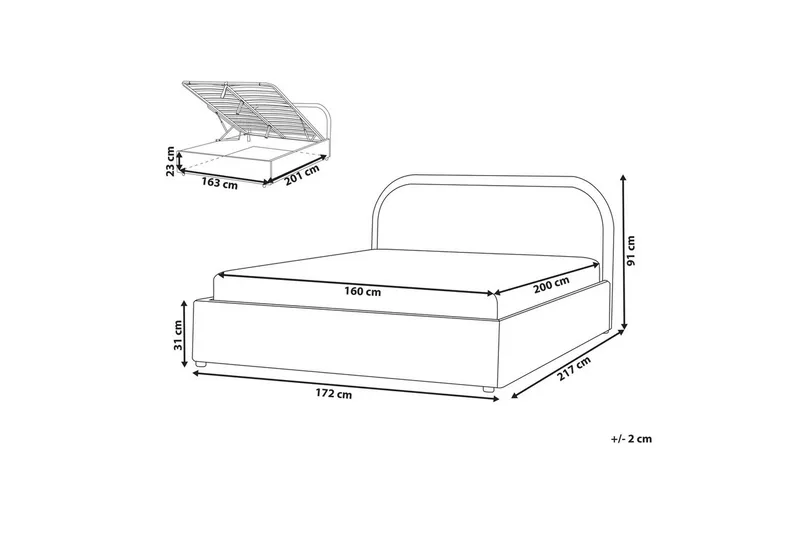 Dubbelsäng Quillien med förvaring 160x200 cm - 160x200 cm - Möbler - Säng - Sängar med förvaring
