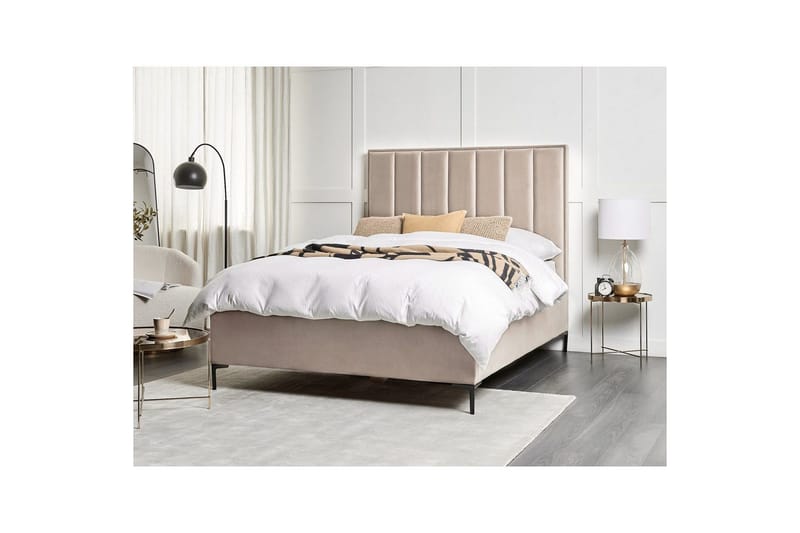 Dubbelsäng Sezanne med förvaring Beige-Grå-Svart, 160x200 cm - Beige-Grå-Svart, 160x200 cm - Möbler - Säng - Sängar med förvaring