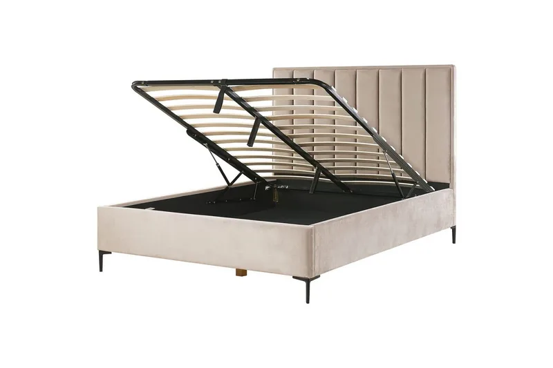 Dubbelsäng Sezanne med förvaring Beige-Grå-Svart, 160x200 cm - Beige-Grå-Svart, 160x200 cm - Möbler - Säng - Sängar med förvaring