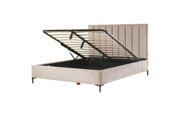 Dubbelsäng Sezanne med förvaring Beige-Grå-Svart, 180x200 cm