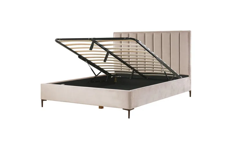 Dubbelsäng Sezanne med förvaring Beige-Grå-Svart, 180x200 cm - Beige-Grå-Svart, 180x200 cm - Möbler - Säng - Sängar med förvaring