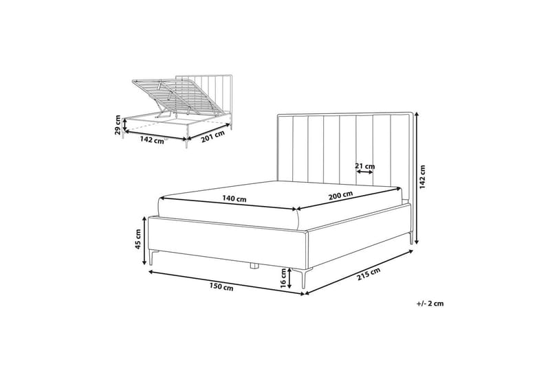 Dubbelsäng Sezanne med lamellram Vit-Svart, 140x200 cm - Vit-Svart, 140x200 cm - Möbler - Säng - Sängar med förvaring