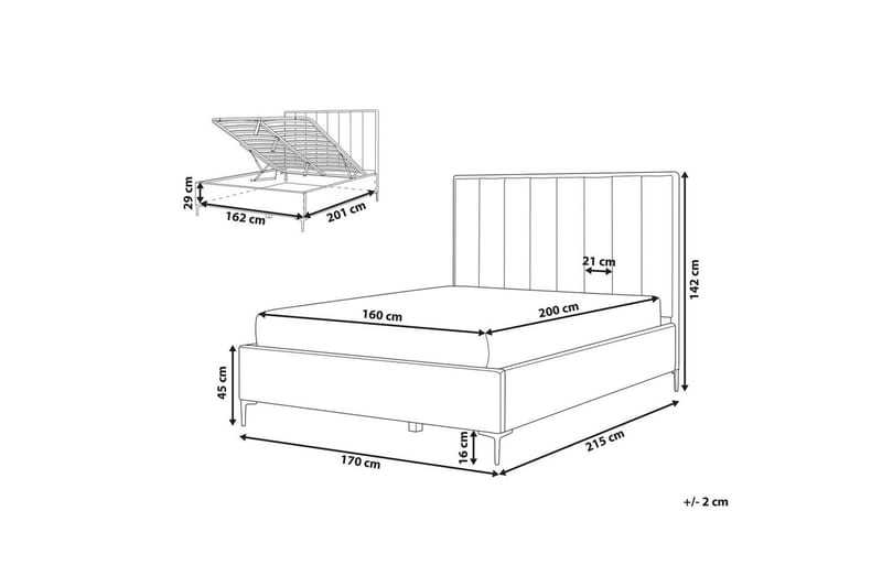 Dubbelsäng Sezanne med lamellram Vit-Svart, 160x200 cm - Vit-Svart, 160x200 cm - Möbler - Säng - Sängar med förvaring