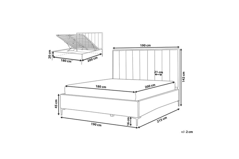 Dubbelsäng Sezanne med lamellram Vit-Svart, 180x200 cm - Vit-Svart, 180x200 cm - Möbler - Säng - Sängar med förvaring