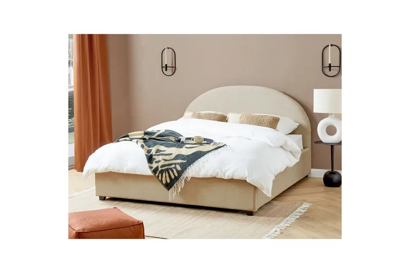 Dubbelsäng Vaucluse med förvaring Beige, 160x200 cm, Polyester - Beige, 160x200 cm, Polyester - M öbler - Säng - Sängar med förvaring