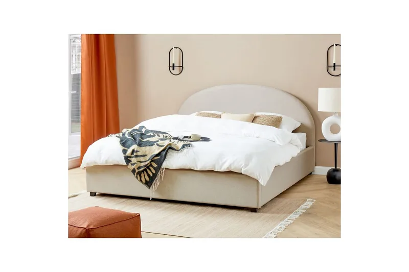 Dubbelsäng Vaucluse med förvaring Beige, 180x200 cm, Polyester - Beige, 180x200 cm, Polyester - Möbler - Säng - Sängar med förvaring