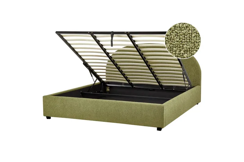 Dubbelsäng Vaucluse med förvaring Grön, 180x200 cm, Bouclé - Grön, 180x200 cm, Bouclé - Möbler - Säng - Sängar med förvaring