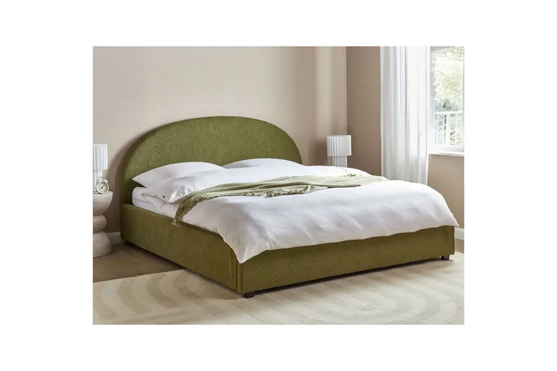 Dubbelsäng Vaucluse med förvaring Grön, 180x200 cm, Bouclé - Grön, 180x200 cm, Bouclé - Möbler - Säng - Sängar med förvaring
