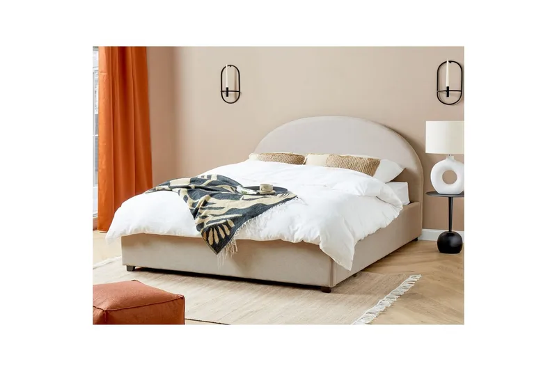 Dubbelsäng Vaucluse med förvaring Ljusbeige, 160x200 cm, Polyester - Ljusbeige, 160x200 cm, Polyester - Möbler - Säng - Sängar med förvaring