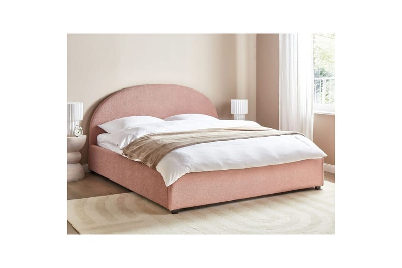 Dubbelsäng Vaucluse med förvaring Rosa, 180x200 cm, Bouclé - Rosa, 180x200 cm, Bouclé - Möbler - Säng - Sängar med förvaring