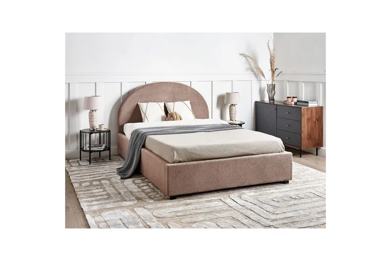 Dubbelsäng Vaucluse med förvaring Taupe, 140x200 cm, Bouclé - Taupe, 140x200 cm, Bouclé - Möbler - Säng - Sängar med förvaring