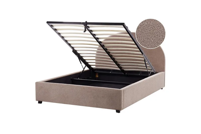 Dubbelsäng Vaucluse med förvaring Taupe, 140x200 cm, Bouclé - Taupe, 140x200 cm, Bouclé - Möbler - Säng - Sängar med förvaring
