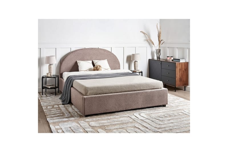 Dubbelsäng Vaucluse med förvaring Taupe, 160x200 cm, Bouclé - Taupe, 160x200 cm, Bouclé - Möbler - Säng - Sängar med förvaring