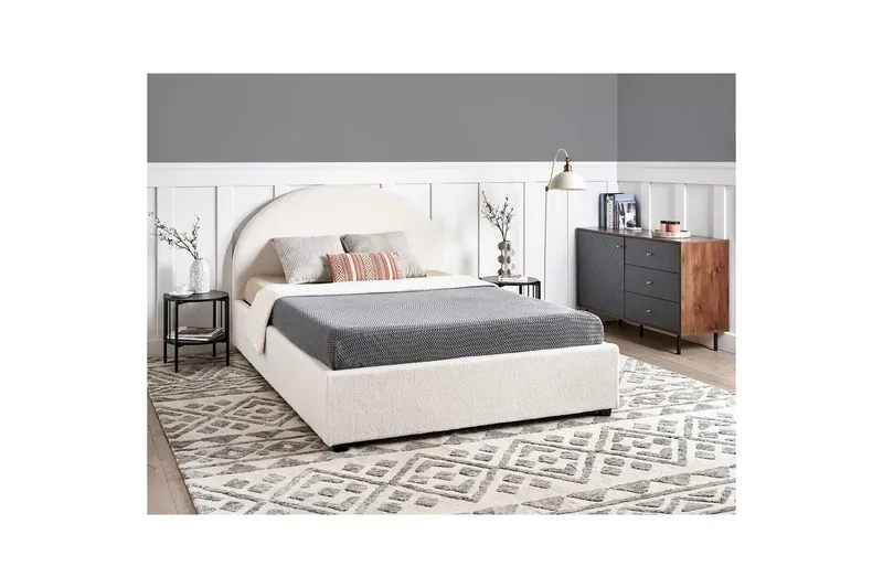 Dubbelsäng Vaucluse med förvaring Vit, 140x200 cm, Bouclé - Vit, 140x200 cm, Bouclé - Möbler - Säng - Sängar med förvaring