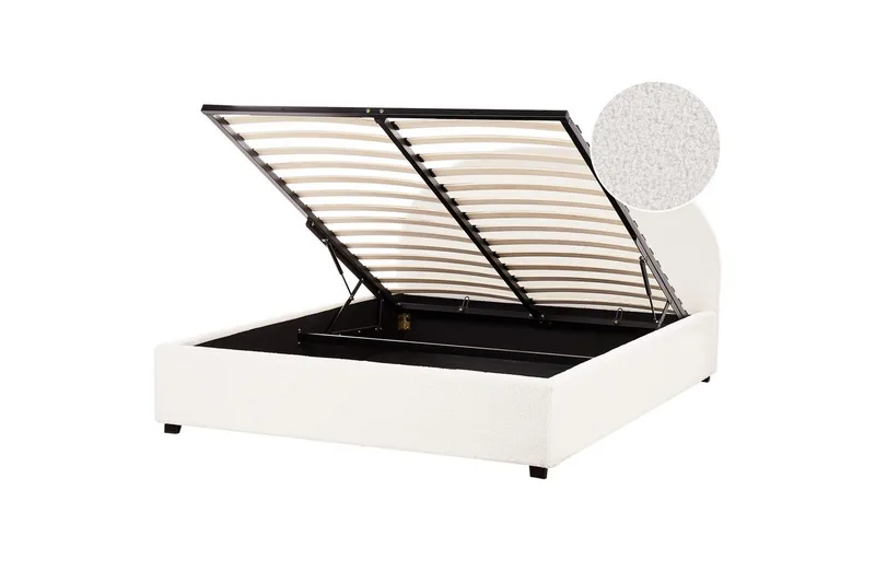 Dubbelsäng Vaucluse med förvaring Vit, 160x200 cm, Bouclé - Vit, 160x200 cm, Bouclé - Möbler - Säng - Sängar med förvaring