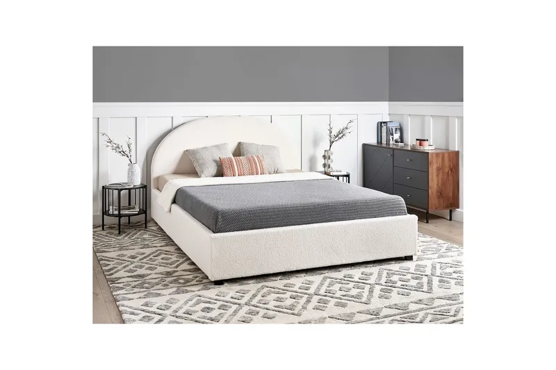Dubbelsäng Vaucluse med förvaring Vit, 160x200 cm, Bouclé - Vit, 160x200 cm, Bouclé - Möbler - Säng - Sängar med förvaring
