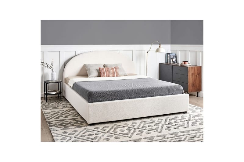 Dubbelsäng Vaucluse med förvaring Vit, 180x200 cm, Bouclé - Vit, 180x200 cm, Bouclé - Möbler - Säng - Sängar med förvaring
