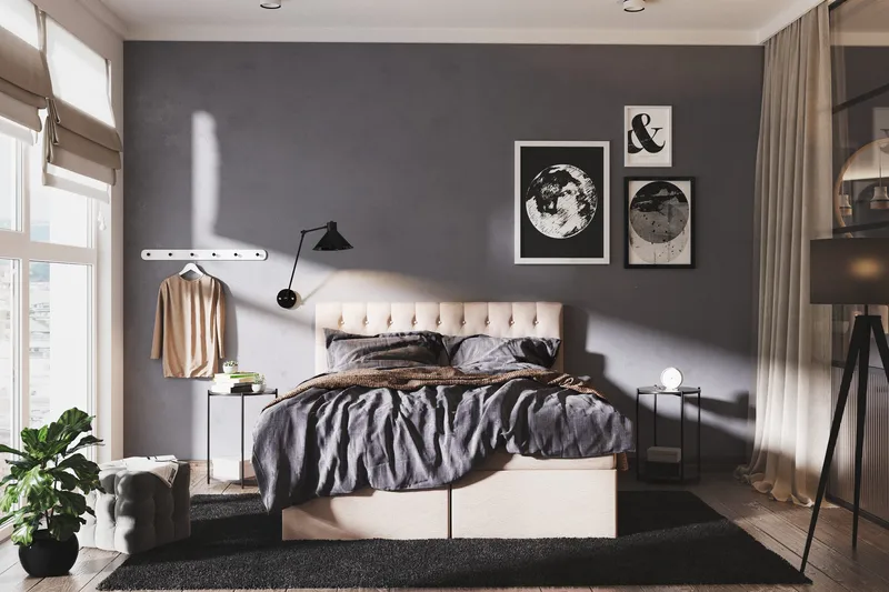 Boxy Box Bed Säng med Förvaring 120x200 cm - Beige - Möbler - Säng - Enkelsäng