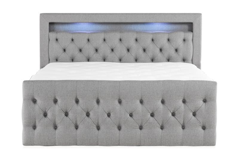 Francisco Komplett Sängpaket med Lådförvaring LED-belysning 160x200 - Grå - Möbler - Säng - Sängar med förvaring