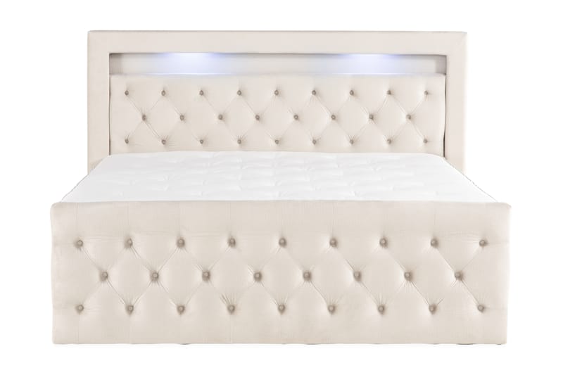 Francisco Komplett Sängpaket med Lyftförvaring LED-belysning 160x200 - Beige - Möbler - Säng - Sängar med förvaring