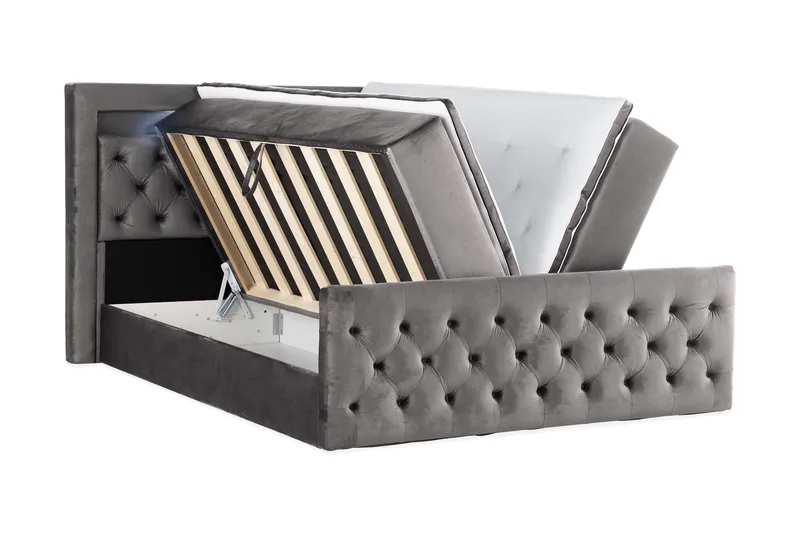 Francisco Komplett Sängpaket med Lyftförvaring LED-belysning 180x200 - Mörkgrå - Möbler - Säng - Komplett sängpaket