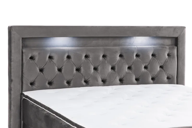 Francisco Komplett Sängpaket med Lyftförvaring LED-belysning 180x200 - Mörkgrå - Möbler - Säng - Komplett sängpaket