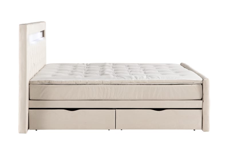 Francisco Sängpaket 160x200 med Lådförvaring LED-belysning - Beige - Komplett sängpaket - Sängar med förvaring
