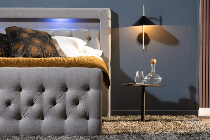 Francisco Sängpaket 160x200 med Lådförvaring LED-belysning - Grå - Komplett sängpaket - Sängar med förvaring