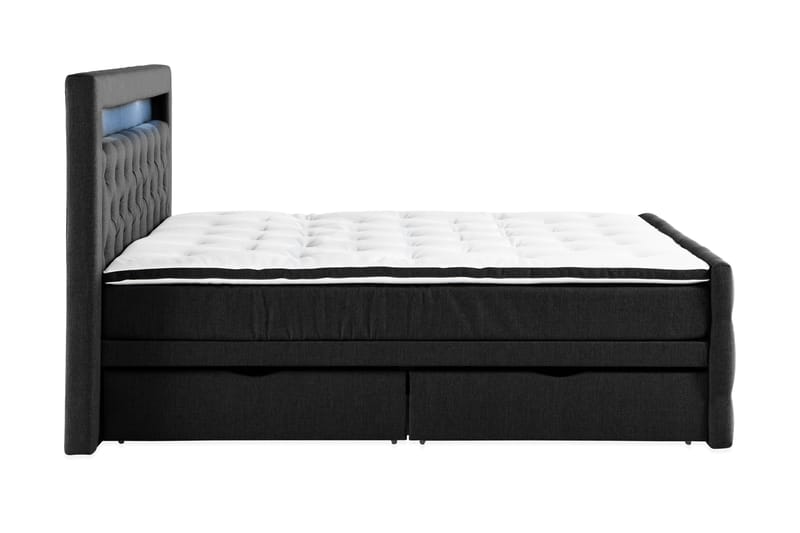 Francisco Sängpaket 160x200 med Lådförvaring LED-belysning - Svart - Komplett sängpaket - Sängar med förvaring