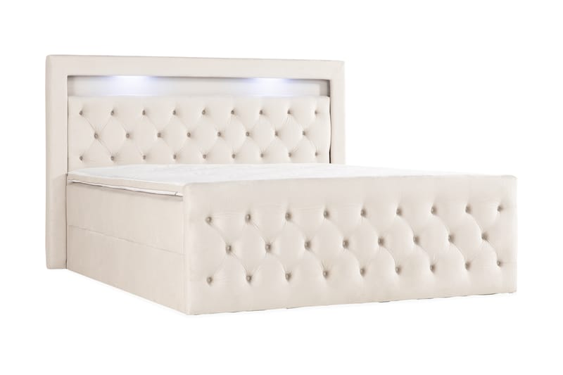 Francisco Sängpaket 160x200 med Lyftförvaring LED-belysning - Beige - Komplett sängpaket - Sängar med förvaring