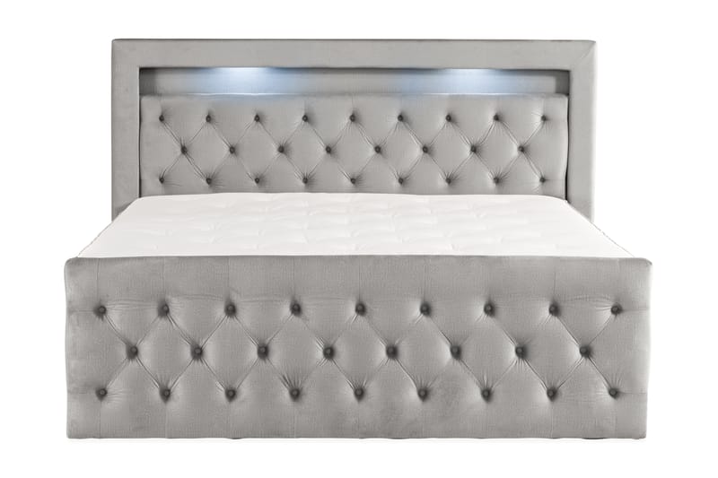 Francisco Sängpaket 160x200 med Lyftförvaring LED-belysning - Grå - Komplett sängpaket - Sängar med förvaring